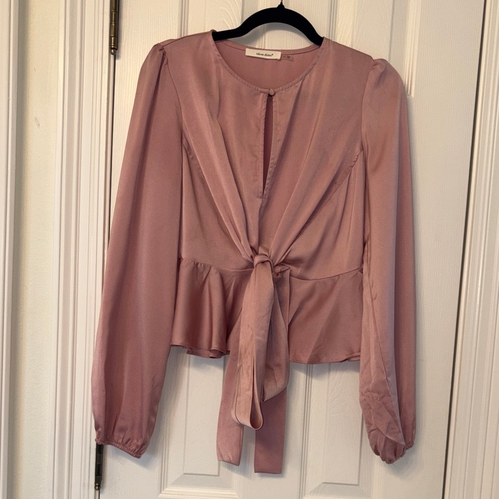 Dusty Pink Tie-Front Blouse